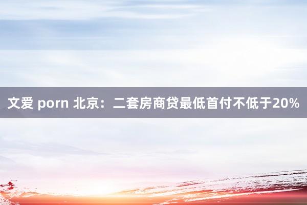 文爱 porn 北京：二套房商贷最低首付不低于20%