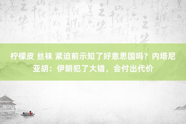 柠檬皮 丝袜 紧迫前示知了好意思国吗？内塔尼亚胡：伊朗犯了大错，会付出代价