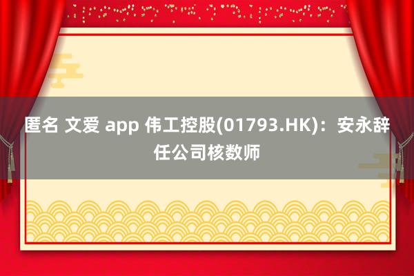 匿名 文爱 app 伟工控股(01793.HK)：安永辞任公司核数师