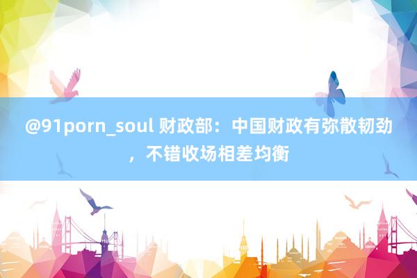 @91porn_soul 财政部：中国财政有弥散韧劲，不错收场相差均衡