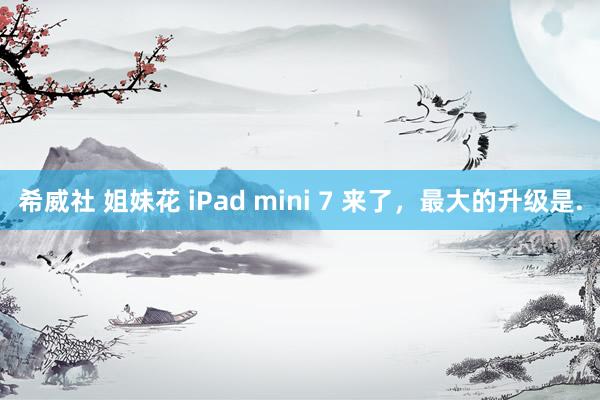 希威社 姐妹花 iPad mini 7 来了，最大的升级是.