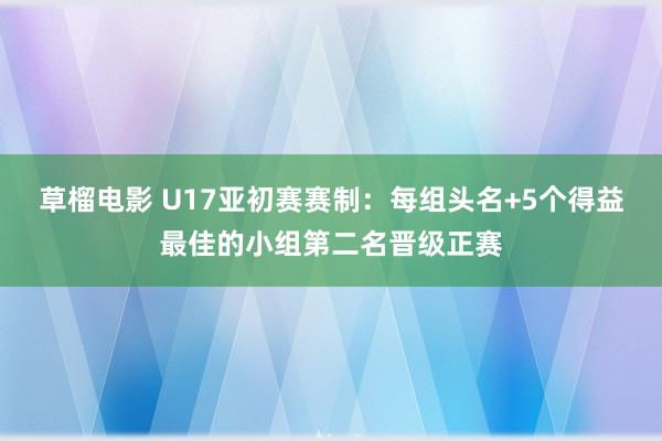 草榴电影 U17亚初赛赛制：每组头名+5个得益最佳的小组第二名晋级正赛