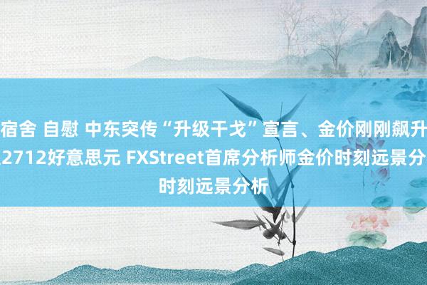 宿舍 自慰 中东突传“升级干戈”宣言、金价刚刚飙升至2712好意思元 FXStreet首席分析师金价时刻远景分析