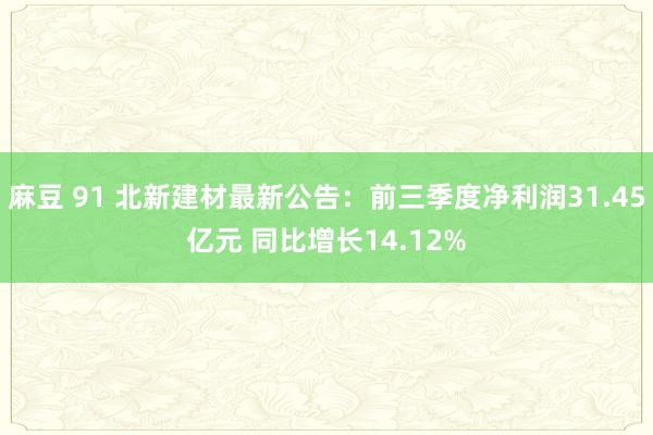 麻豆 91 北新建材最新公告：前三季度净利润31.45亿元 同比增长14.12%