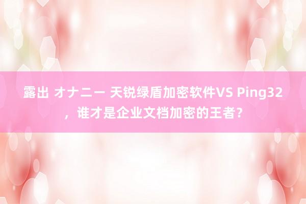 露出 オナニー 天锐绿盾加密软件VS Ping32，谁才是企业文档加密的王者？