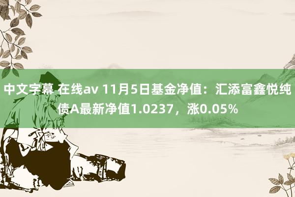 中文字幕 在线av 11月5日基金净值：汇添富鑫悦纯债A最新净值1.0237，涨0.05%