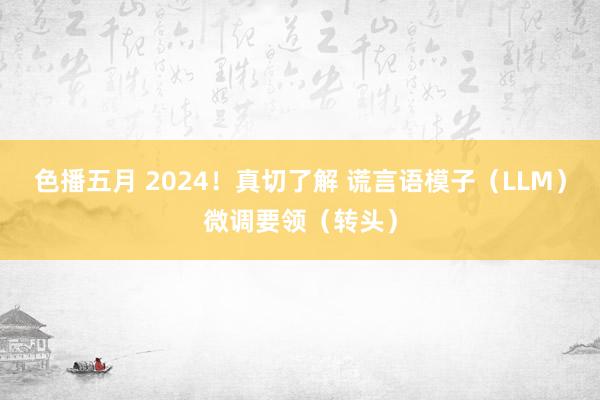 色播五月 2024！真切了解 谎言语模子（LLM）微调要领（转头）