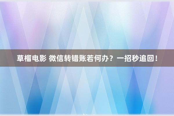 草榴电影 微信转错账若何办？一招秒追回！