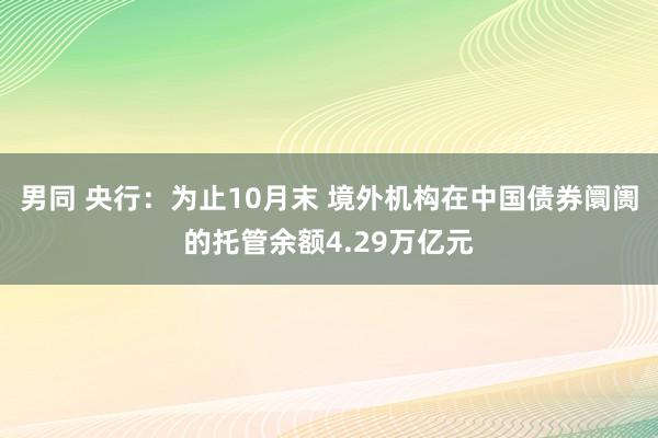 男同 央行：为止10月末 境外机构在中国债券阛阓的托管余额4.29万亿元