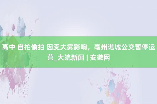 高中 自拍偷拍 因受大雾影响，亳州谯城公交暂停运营_大皖新闻 | 安徽网