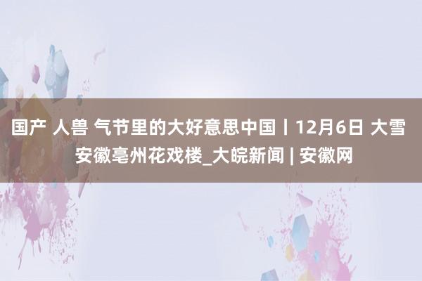 国产 人兽 气节里的大好意思中国丨12月6日 大雪  安徽亳州花戏楼_大皖新闻 | 安徽网