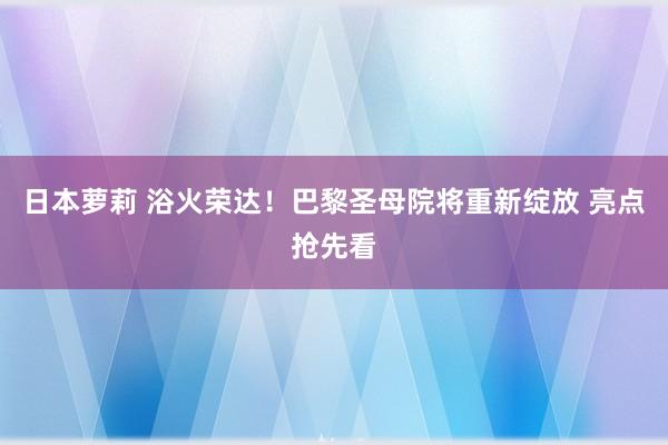 日本萝莉 浴火荣达！巴黎圣母院将重新绽放 亮点抢先看