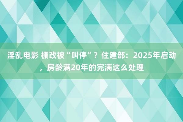 淫乱电影 棚改被“叫停”？住建部：2025年启动，房龄满20年的完满这么处理