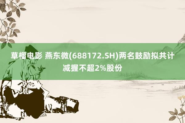 草榴电影 燕东微(688172.SH)两名鼓励拟共计减握不超2%股份