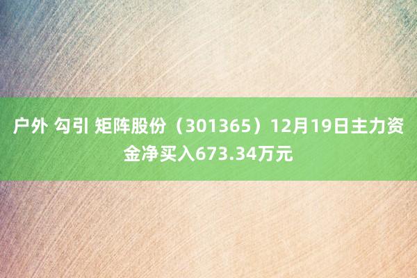 户外 勾引 矩阵股份（301365）12月19日主力资金净买入673.34万元