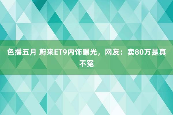 色播五月 蔚来ET9内饰曝光，网友：卖80万是真不冤