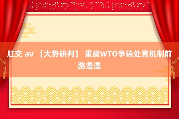 肛交 av 【大势研判】 重建WTO争端处置机制前路漫漫