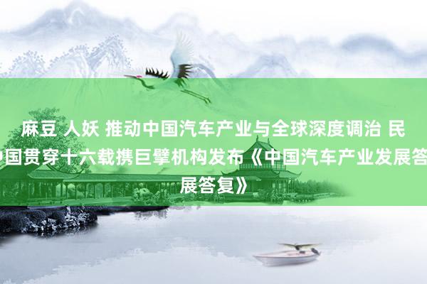 麻豆 人妖 推动中国汽车产业与全球深度调治 民众中国贯穿十六载携巨擘机构发布《中国汽车产业发展答复》