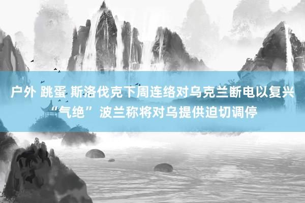 户外 跳蛋 斯洛伐克下周连络对乌克兰断电以复兴“气绝” 波兰称将对乌提供迫切调停