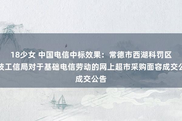 18少女 中国电信中标效果：常德市西湖科罚区科技工信局对于基础电信劳动的网上超市采购面容成交公告