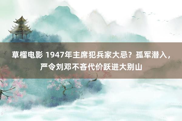 草榴电影 1947年主席犯兵家大忌？孤军潜入，严令刘邓不吝代价跃进大别山