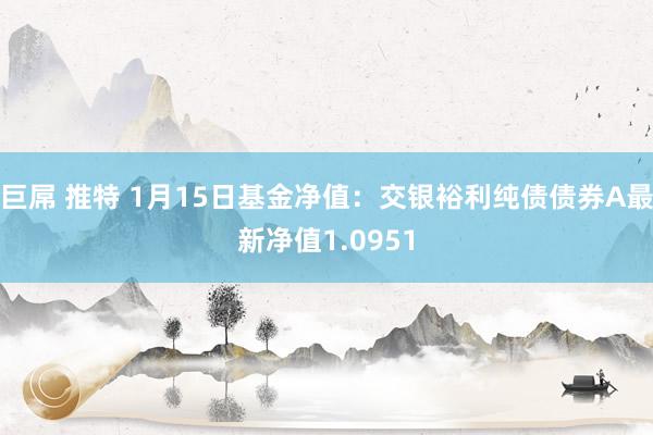 巨屌 推特 1月15日基金净值：交银裕利纯债债券A最新净值1.0951